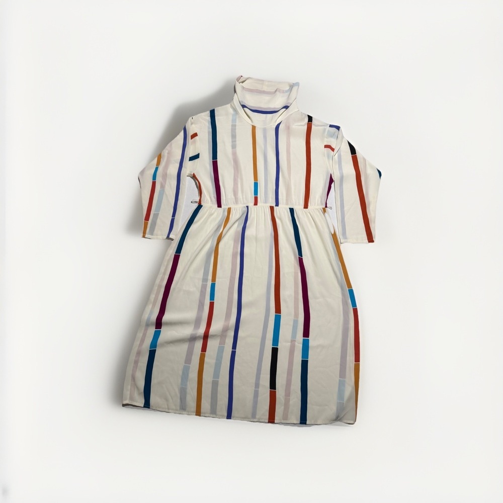 unbranded Thin Striped Colorful 42" Dress w/ Loose Collar Women's Size 16